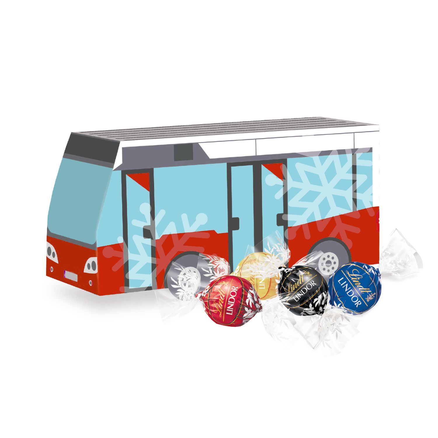 3D Weihnachts-Express Bus Lindt Lindor, inkl. 4-farbigem Druck