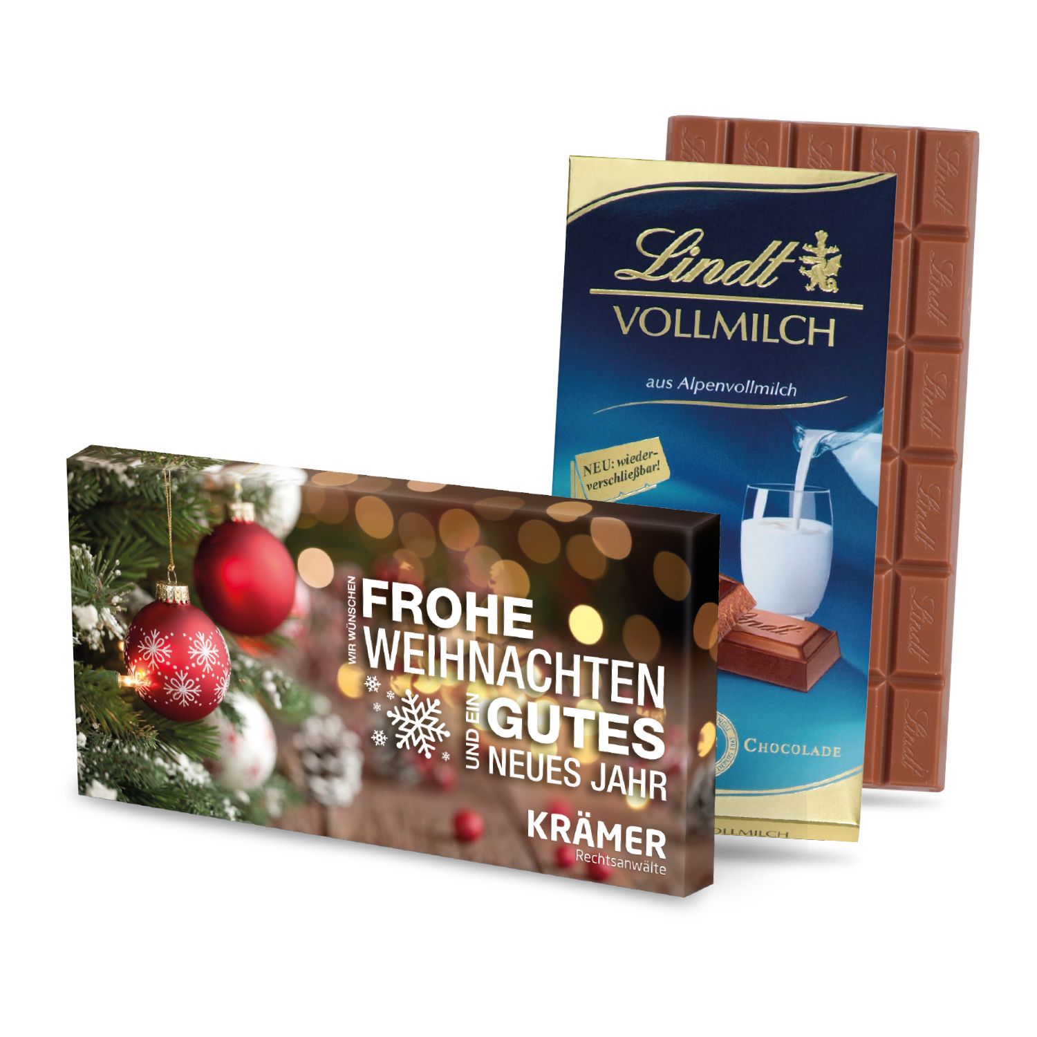 Weihnachts-Schokolade von Lindt, inkl. 4-farbigem Druck