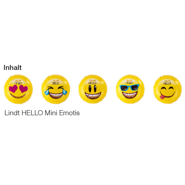 Werbekarte Lindt HELLO Mini Emoti, inkl. 4-farbigem Druck