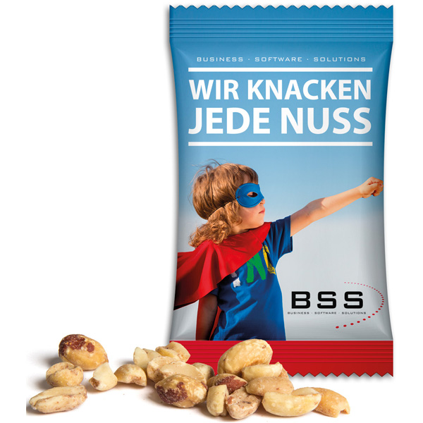 Geröstete Erdnüsse im Werbetütchen, inkl. 4-farbigem Digitaldruck