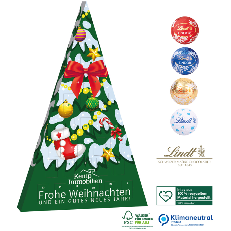 Adventskalender Lindt Weihnachtsbaum, inkl. 4-farbigem Druck