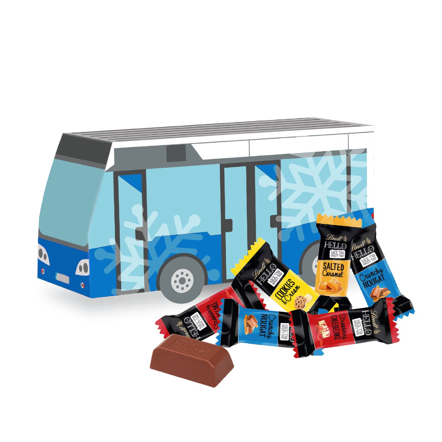 3D Weihnachts-Express Bus Lindt HELLO, inkl. 4-farbigem Druck
