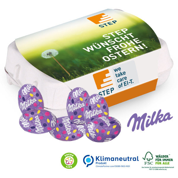 Milka Alpenmilch-Eier 12er, inkl. 4-farbigem Druck