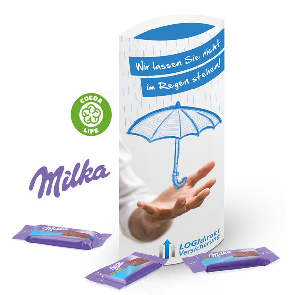 Kissenverpackung mit Milka-Schokotäfelchen, inkl. 4-farbigem Druck