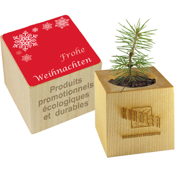 Pflanz-Holz Weihnachten, inkl. 4-farbigem Druck