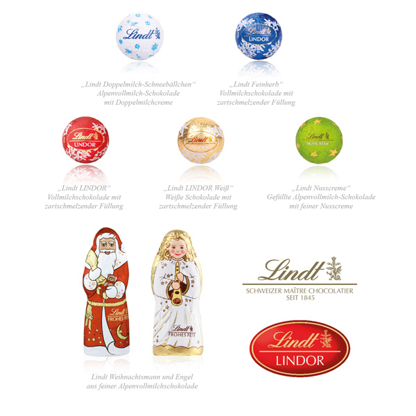 Wand-Adventskalender Gourmet Edition Lindt Minis mit Weihnachtsmann + Engel (Klimaneutral, FSC), inkl. 4-farbigem Druck