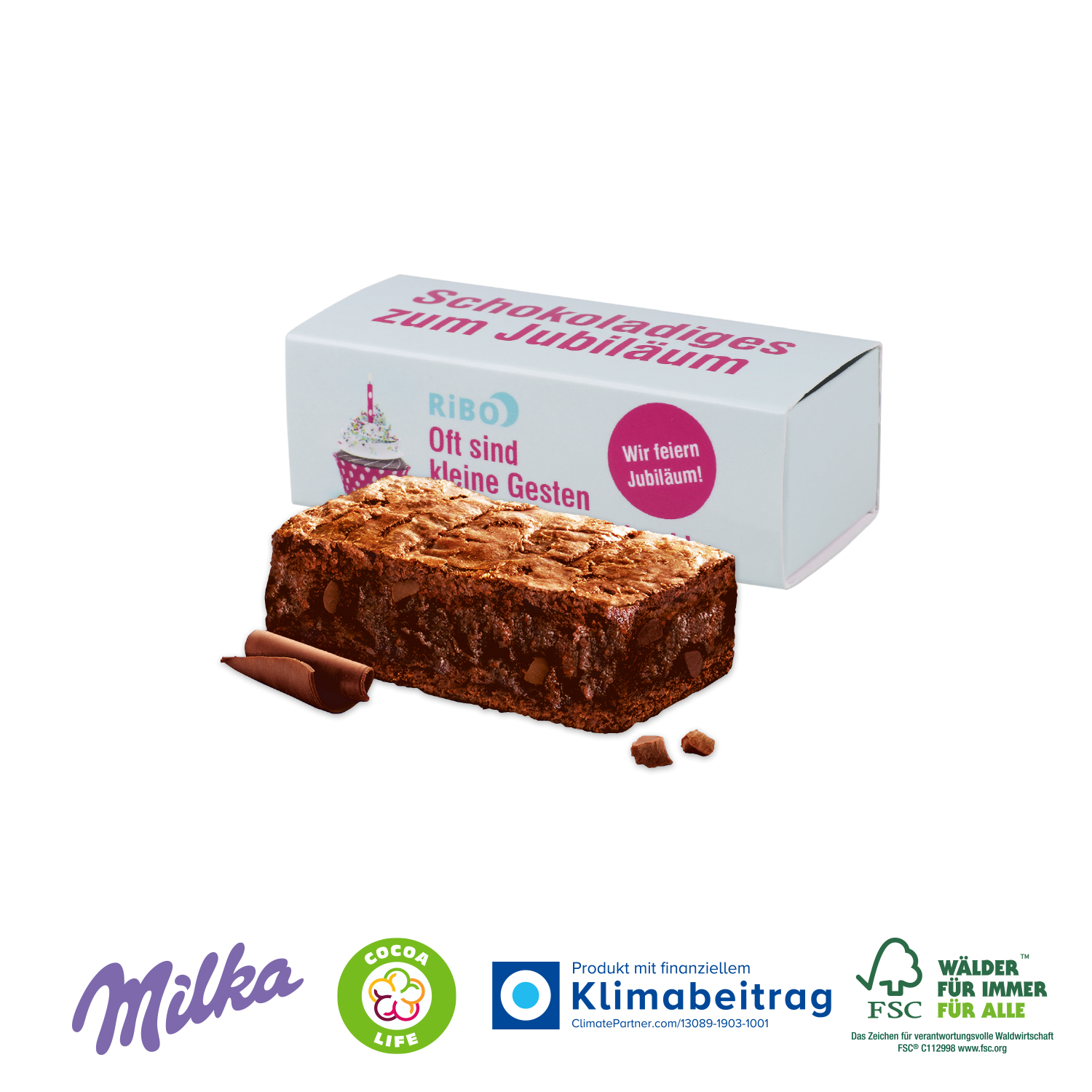 Schoko-Kuchen von Milka „Choco Brownie“, inkl. 4-farbigem Druck