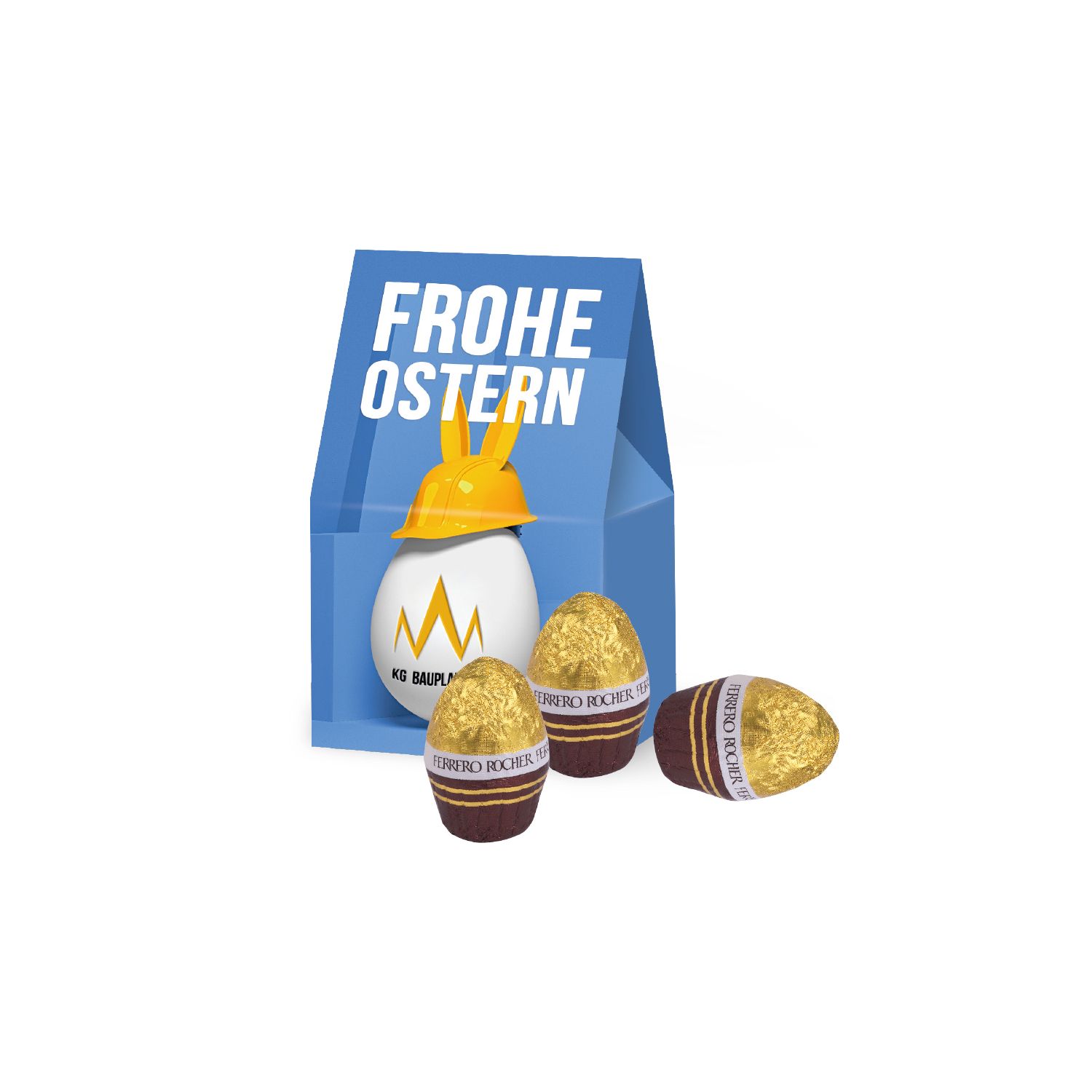 Businesspräsent „Selection Mini“ mit Ferrero Rocher Ostereier, inkl. 4-farbigem Druck