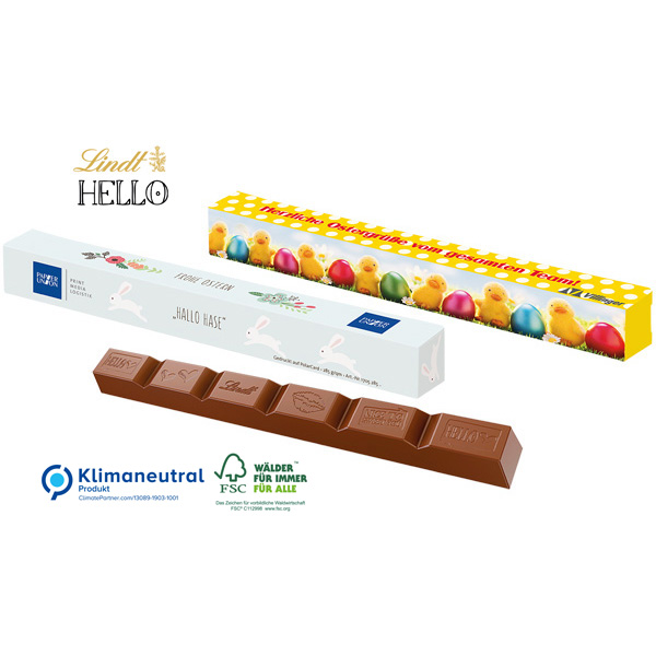 Oster-Schokoladen Stick Lindt HELLO, inkl. 4-farbigem Druck