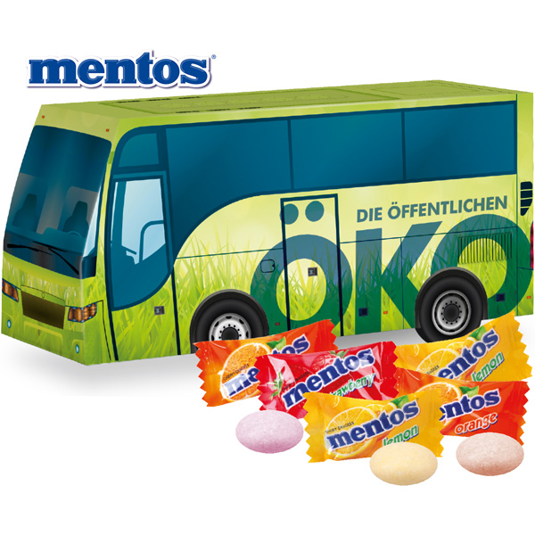 3D Präsent Bus Mentos, inkl. 4-farbigem Druck
