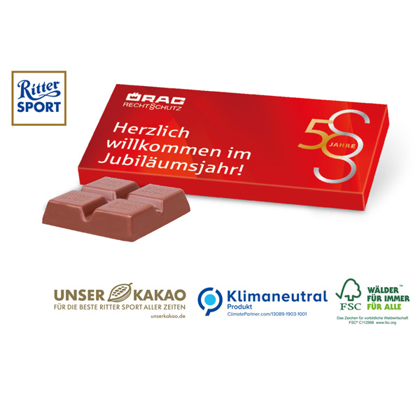Schoko-Gruß mit Ritter SPORT Schokolade, 2er, inkl. 4-farbigem Druck