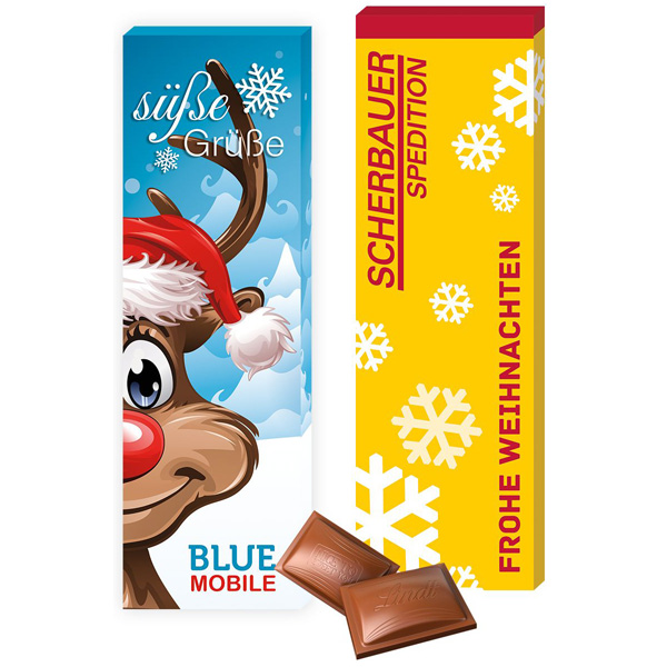 Weihnachts-Schokolade von Lindt HELLO 100 g, inkl. 4-farbigem Druck