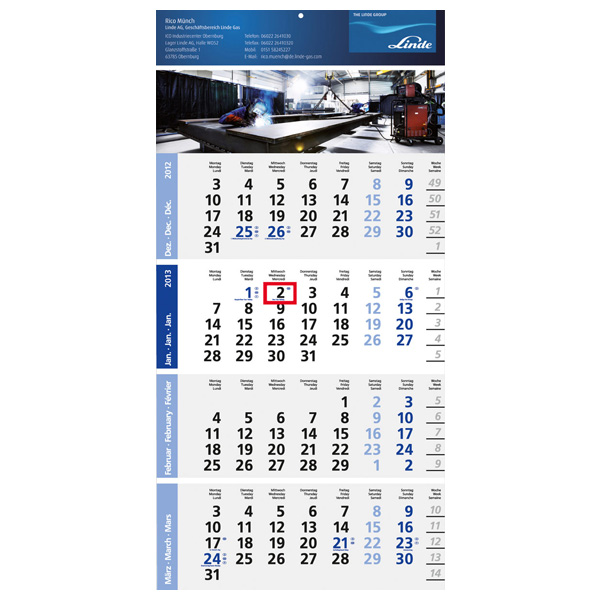 Kalender Einblatt-Monatsplaner Logic, 4C-Digital