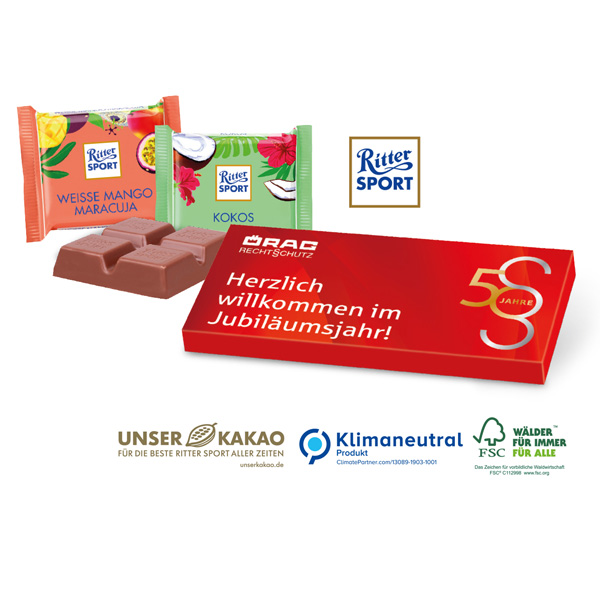 Sommer-Schoko-Gruß mit Ritter SPORT Schokolade, 2er, inkl. 4-farbigem Druck