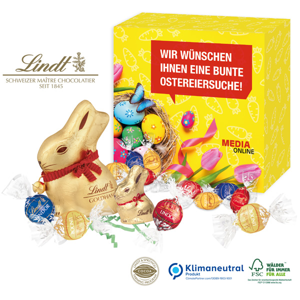 Premium Präsent „Glücksmomente“ mit Lindt, inkl. 4-farbigem Druck