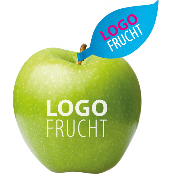 Logo Frucht Apfel grün & Apfelblatt, inkl. Logo-Druck
