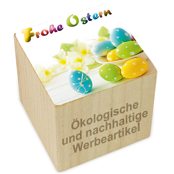 Pflanz-Holz Ostern, inkl. 4-farbigem Druck/Lasergravur