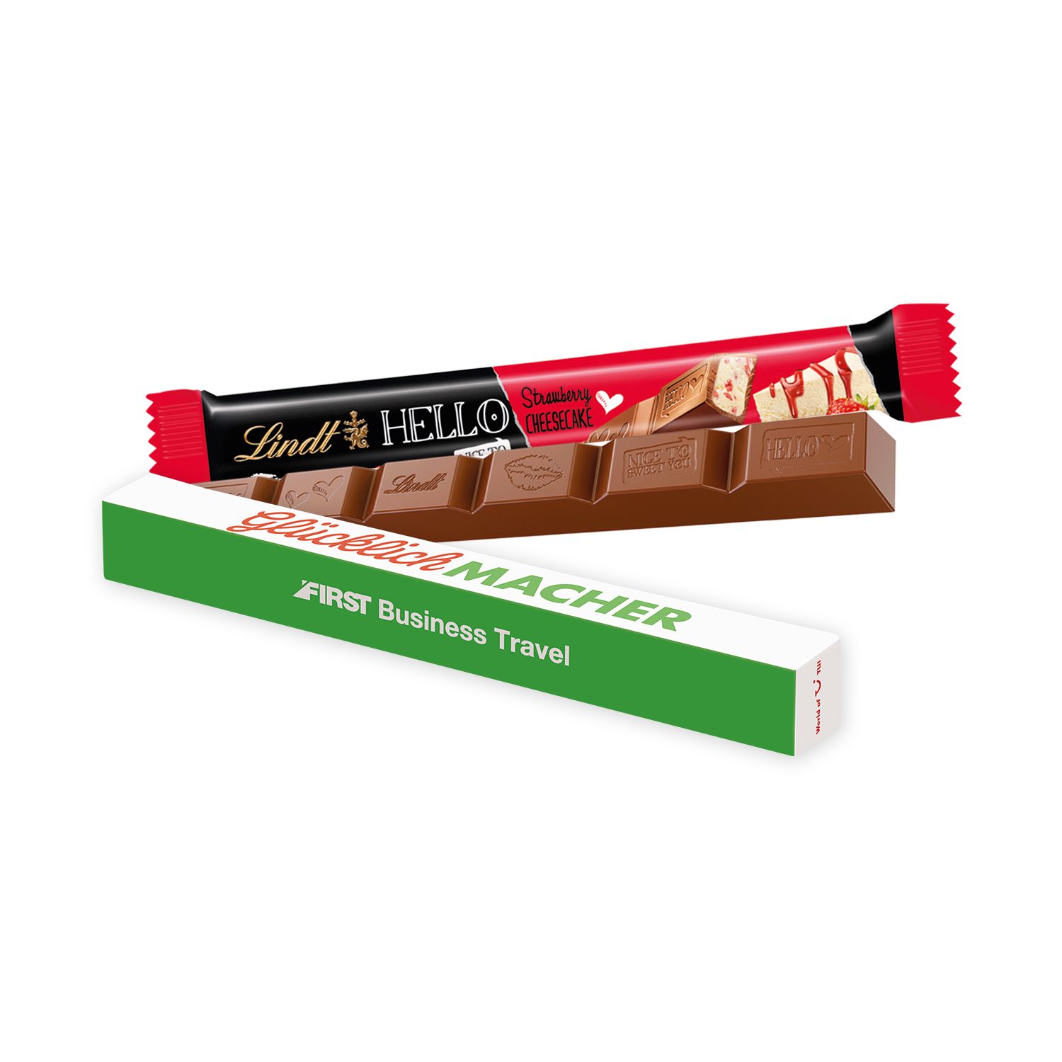 Schokoladen Stick Lindt „HELLO“, inkl. 4-farbigem Druck