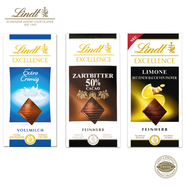 Schokoladentafel Excellence von Lindt 100 g, inkl. 4-farbigem Druck