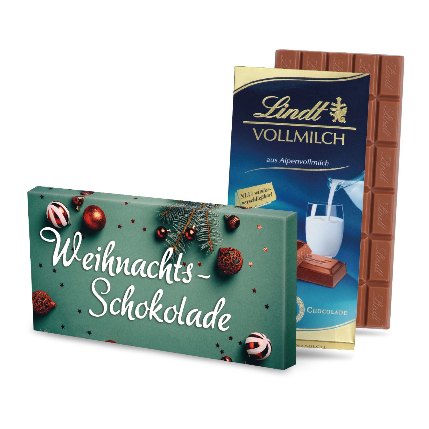 Weihnachts-Schokolade von Lindt, inkl. 4-farbigem Druck