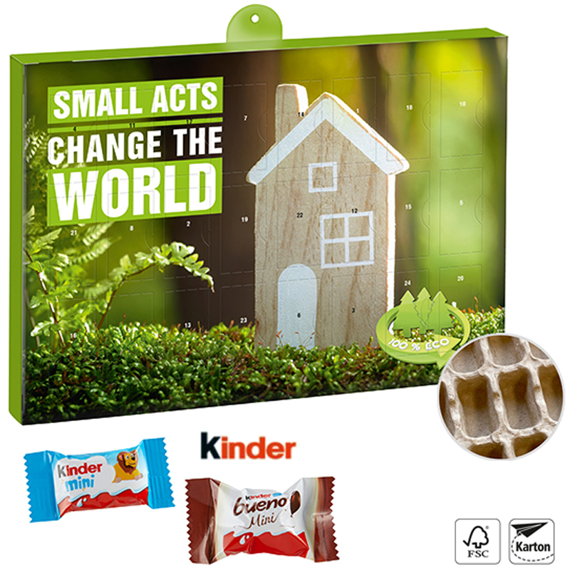 Premium Präsent-Adventskalender Kinder Schokolade Minis Eco, inkl. 4-farbigem Druck