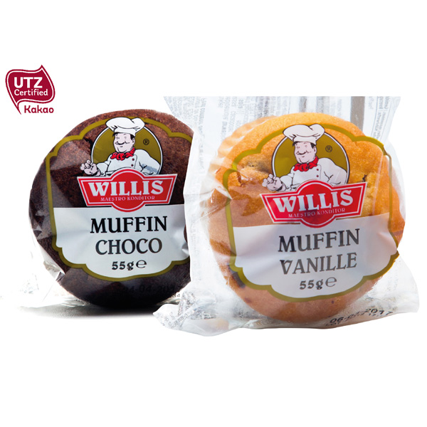Muffin „Maxi“ Werbewürfel mit Herzstanzung, inkl. 4-farbigem Druck