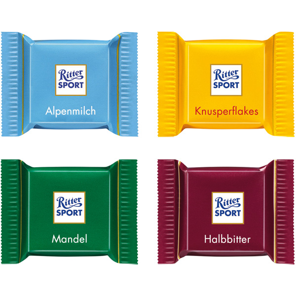 Werbe-Pyramide mit Ritter SPORT Schokoladentäfelchen, inkl. 4-farbigem Druck 