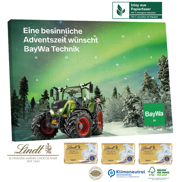 Tisch-Adventskalender Organic Lindt Select Edition, inkl. 4-farbigem Druck