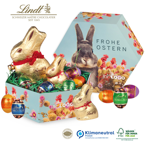 Großes Premium-Osternest mit Schokolade von Lindt, inkl. 4-farbigem Druck
