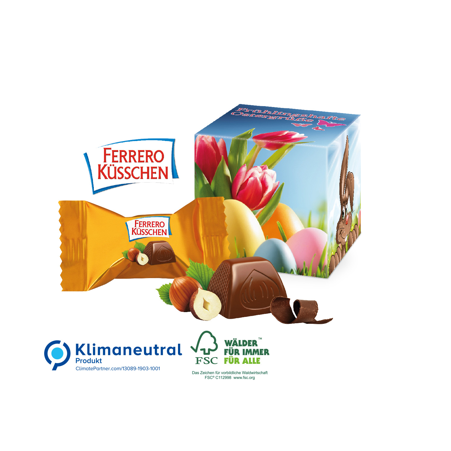 Werbewürfel Ferrero Küsschen Ostern, inkl. 4-farbigem Druck