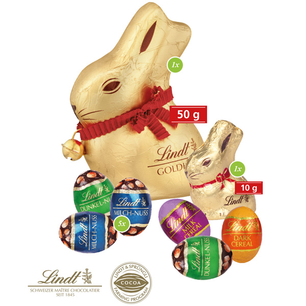 1 Großes Premium-Osternest mit Schokolade von Lindt, inkl. 4-farbigem Druck
