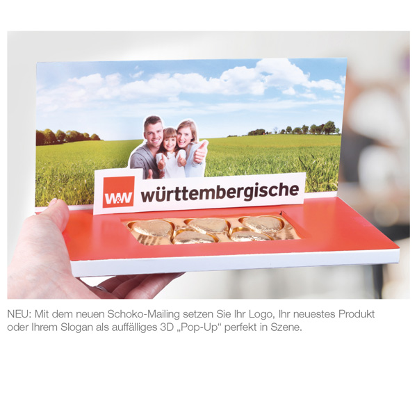 Lindt Schokoherzen-Mailing Professional mit Pop-Up, inkl. 4-farbigem Druck