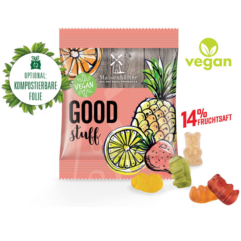 Vegane Gummibärchen Minitüte 12 g, inkl. 4-farbigem Druck