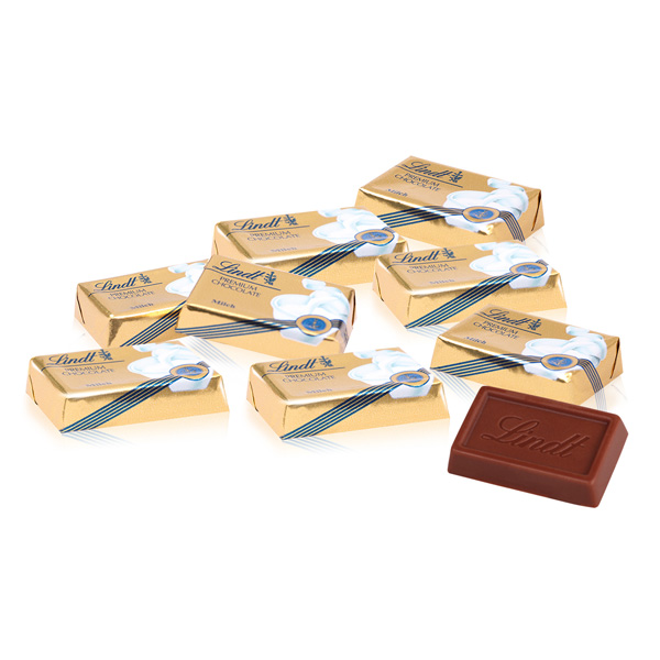 Kissenverpackung mit Schokolade von Lindt, inkl. 4-farbigem Druck
