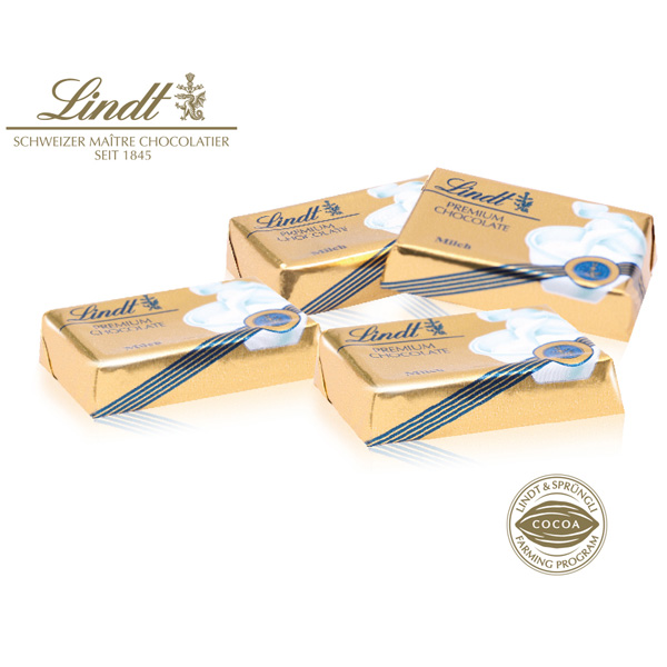 Schokolade von Lindt in Präsentbox, inkl. 4-farbigem Druck