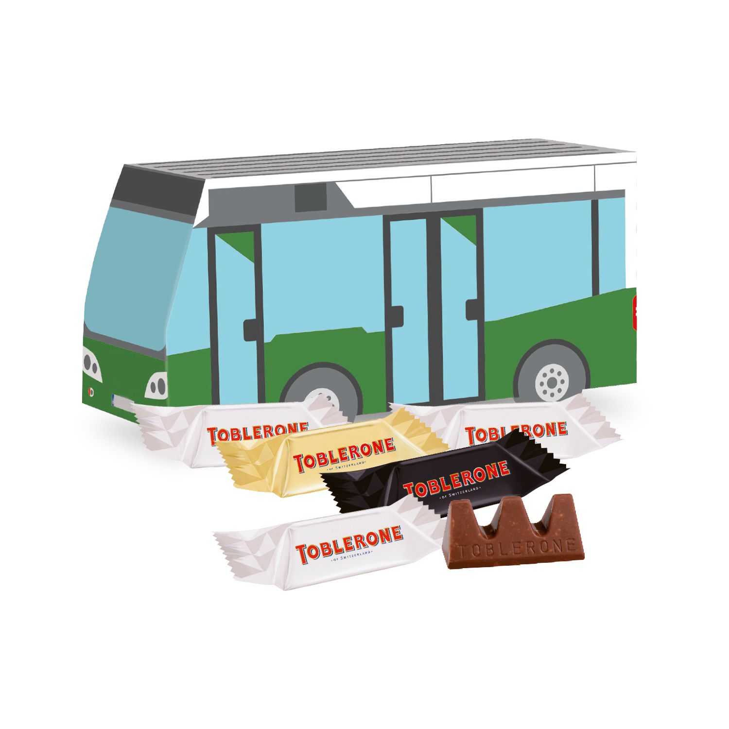3D Präsent Bus TOBLERONE Minis, inkl. 4-farbigem Druck
