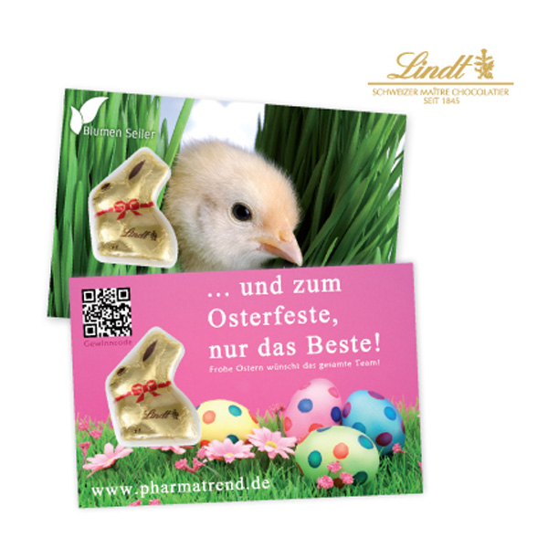 Promotion-Card mit Goldhase von Lindt, inkl. 4-farbigem Druck