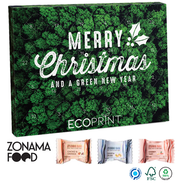 Adventskalender Eco XL mit Zonama Zebra Bar Mini (komplett aus Papier), inkl. 4-farbigem Druck
