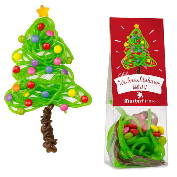 Naschbeutel Essbarer Weihnachtsbaum, inkl. 4-farbigem Druck 