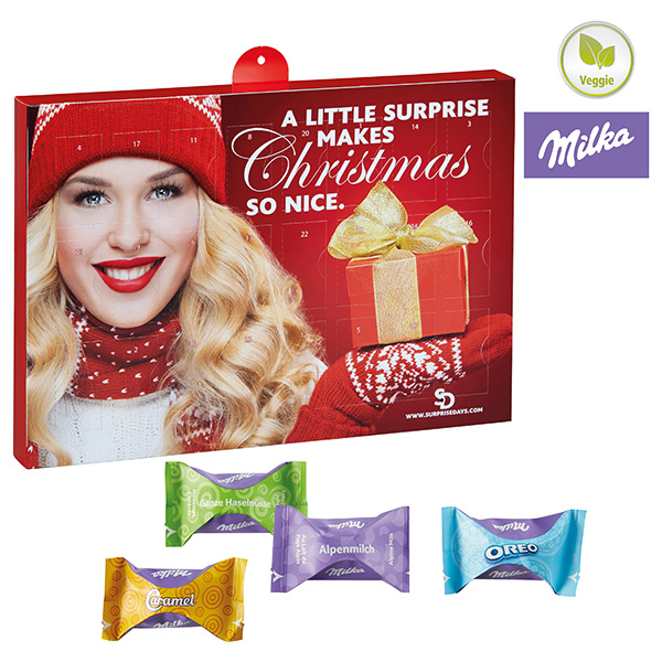 Premium Präsent-Adventskalender Milka Zarte Momente Mix, inkl. 4-farbigem Druck