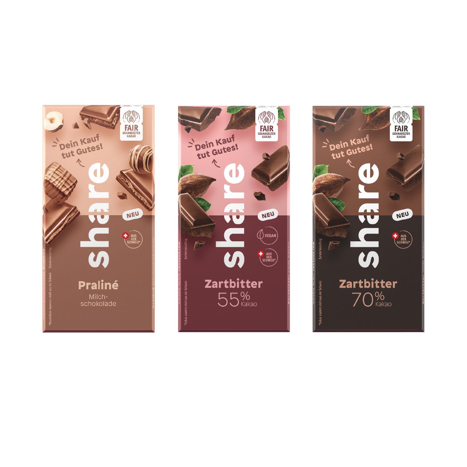 Share, Schweizer Schokolade 100 g, inkl. 4-farbigem Druck