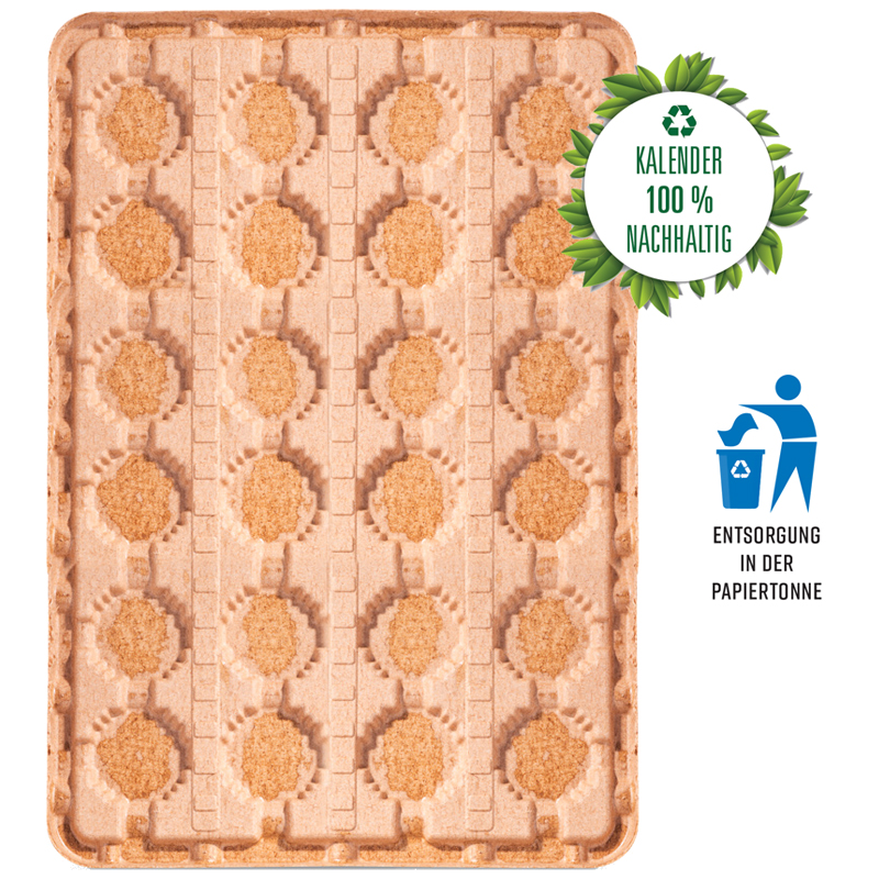 Marken Wand-Adventskalender Eco Papierblister mit share Schokolade, inkl. 4-farbigem Druck
