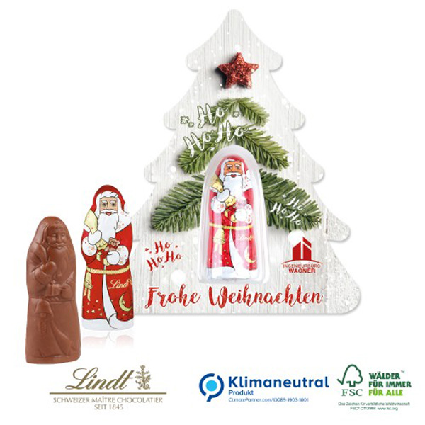 Schokokarte Weihnachtsbaum mit Lindt, inkl. 4-farbigem Druck