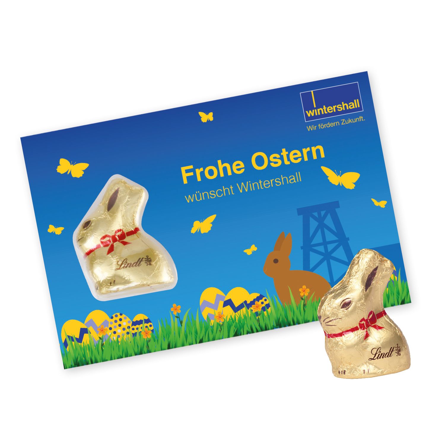 Promotion-Card mit Goldhase von Lindt, inkl. 4-farbigem Druck