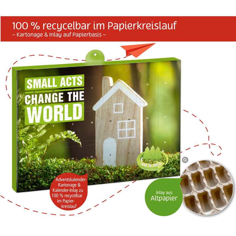 Premium Präsent-Adventskalender Kinder Schokolade Minis Eco, inkl. 4-farbigem Druck