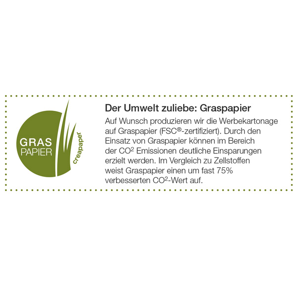 Werbekartonage Lindt Goldhase mit Glöckchen 50g auf Graspapier, inkl. 4-farbigem Druck