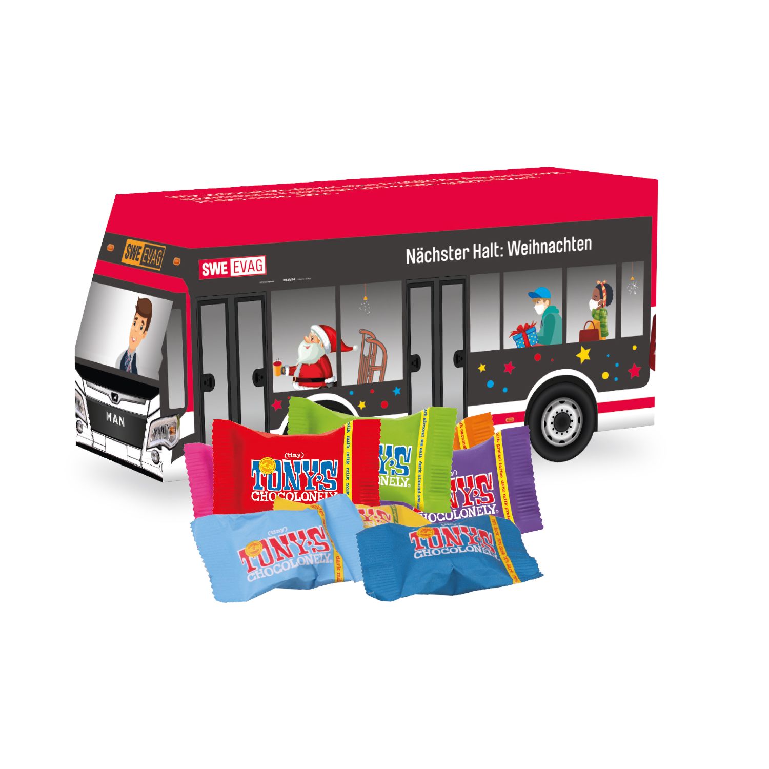 3D Weihnachts-Express Bus Tony's Shokolade, inkl. 4-farbigem Druck