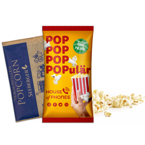 Mikrowellen Popcorn der Marke Seeberger, inkl. 4-farbigem Druck 