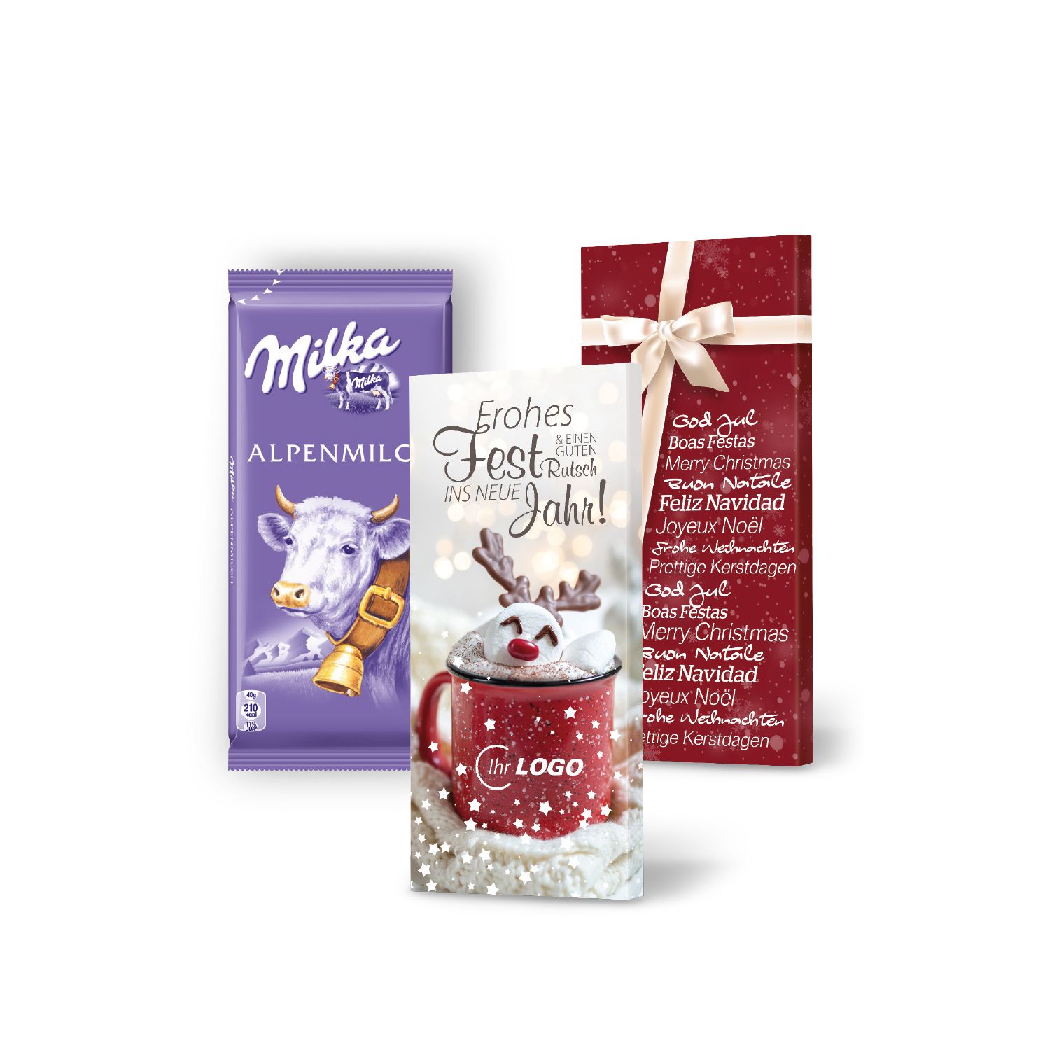 Schokoladentafel Weihnachten von Milka 40 g, inkl. 4-farbigem Druck