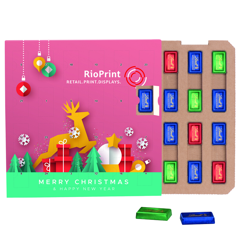 Täfelchen Adventskalender ECO, Papierblister, Lindt Schokotäfelchen
